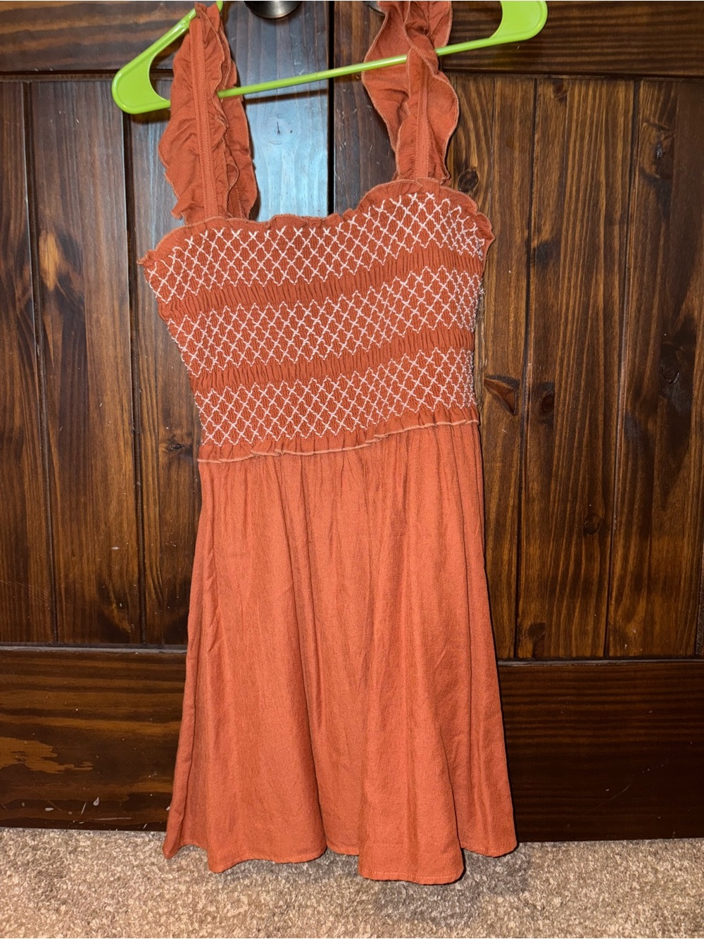 Rust Smocked Sundress with Ruffle Straps - Women